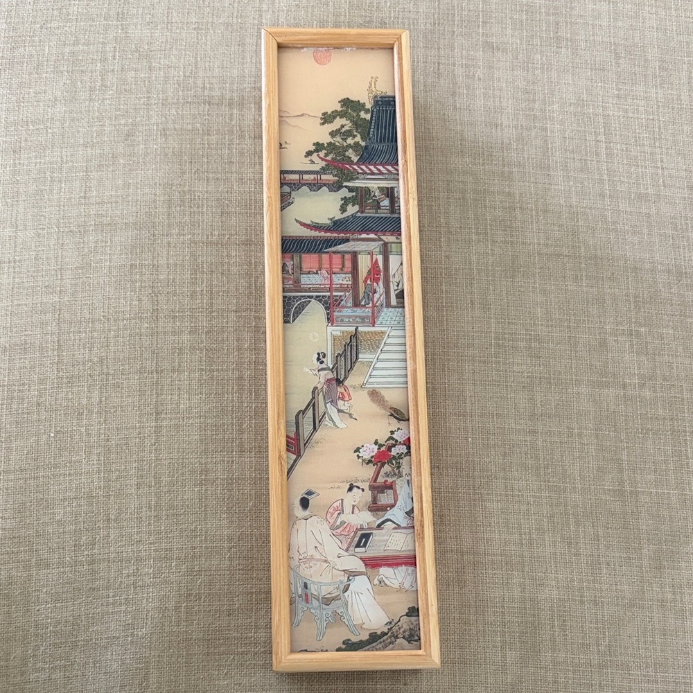 Bamboo Gift Box with Asian Painting Cover